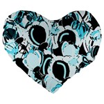 Blue abstract  garden Large 19  Premium Flano Heart Shape Cushions