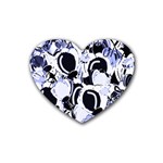 Blue abstract floral design Rubber Coaster (Heart) 