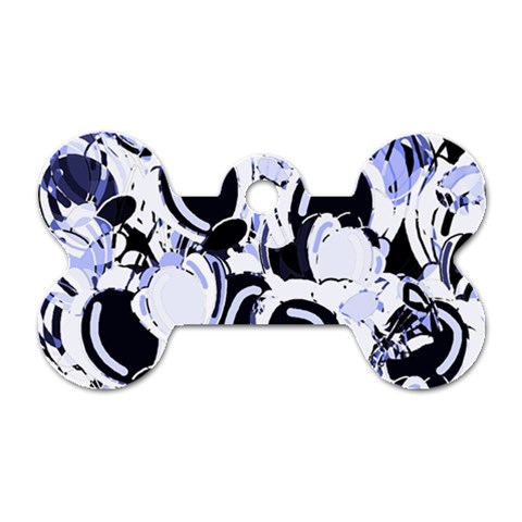 Blue abstract floral design Dog Tag Bone (One Side) from ArtsNow.com Front