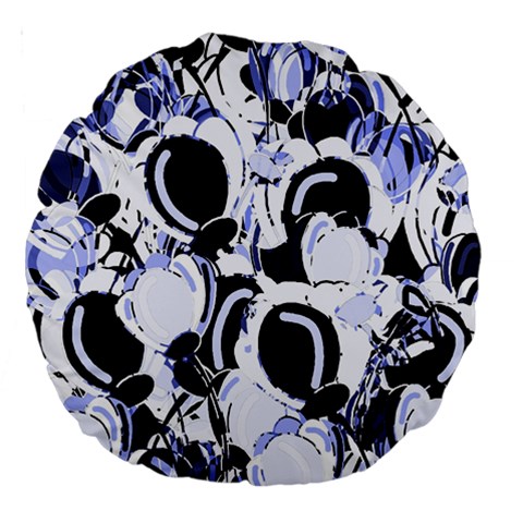 Blue abstract floral design Large 18  Premium Round Cushions from ArtsNow.com Front