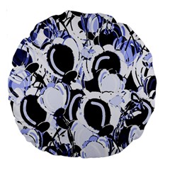 Blue abstract floral design Large 18  Premium Round Cushions from ArtsNow.com Front
