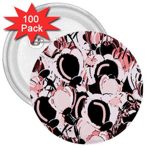 Pink abstract garden 3  Buttons (100 pack)  from ArtsNow.com Front