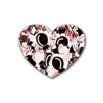 Pink abstract garden Heart Coaster (4 pack) 