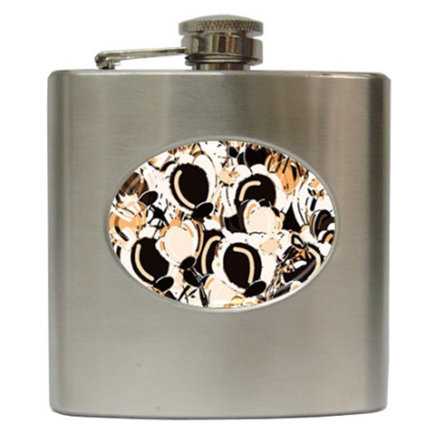 Orange abstract garden Hip Flask (6 oz) from ArtsNow.com Front