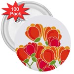 Orange flowers  3  Buttons (100 pack) 