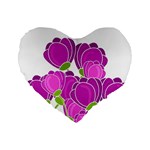 Purple flowers Standard 16  Premium Flano Heart Shape Cushions