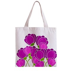 Purple flowers Zipper Grocery Tote Bag from ArtsNow.com Front