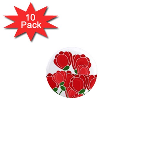 Red floral design 1  Mini Magnet (10 pack)  from ArtsNow.com Front
