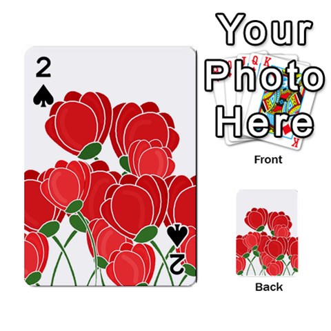 Red floral design Playing Cards 54 Designs  from ArtsNow.com Front - Spade2