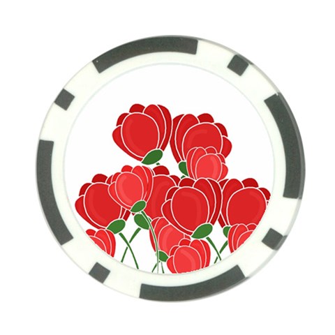 Red floral design Poker Chip Card Guards from ArtsNow.com Front