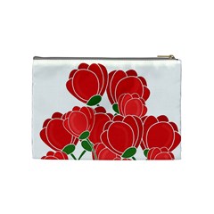 Red floral design Cosmetic Bag (Medium)  from ArtsNow.com Back