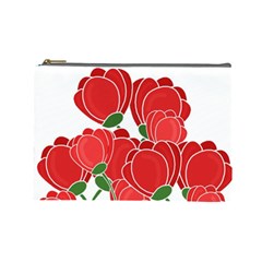 Red floral design Cosmetic Bag (Large)  from ArtsNow.com Front