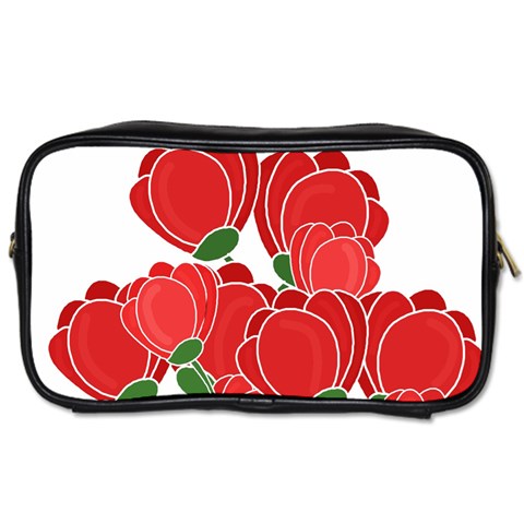 Red floral design Toiletries Bags from ArtsNow.com Front