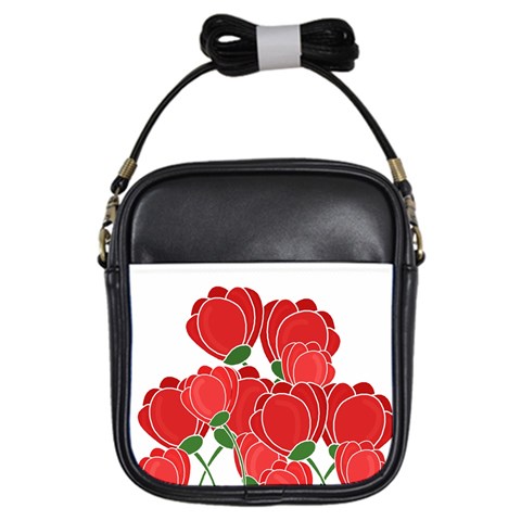 Red floral design Girls Sling Bags from ArtsNow.com Front