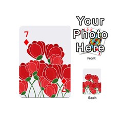 Red floral design Playing Cards 54 (Mini)  from ArtsNow.com Front - Diamond7
