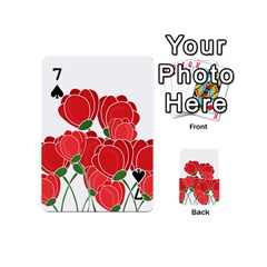 Red floral design Playing Cards 54 (Mini)  from ArtsNow.com Front - Spade7