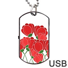 Red floral design Dog Tag USB Flash (Two Sides)  from ArtsNow.com Back