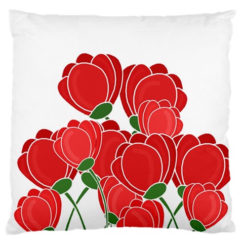 Red floral design Large Flano Cushion Case (One Side) from ArtsNow.com Front