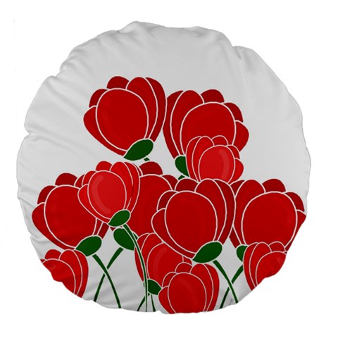 Red floral design Large 18  Premium Flano Round Cushions from ArtsNow.com Front