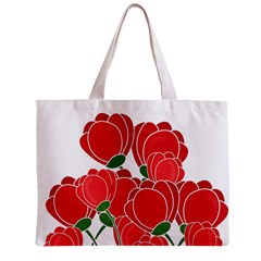 Red floral design Zipper Mini Tote Bag from ArtsNow.com Back