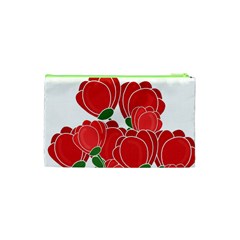 Red floral design Cosmetic Bag (XS) from ArtsNow.com Back