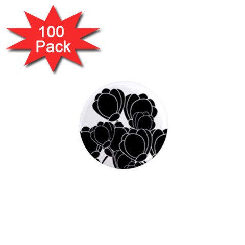 Black flowers 1  Mini Magnets (100 pack)  from ArtsNow.com Front