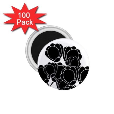 Black flowers 1.75  Magnets (100 pack)  from ArtsNow.com Front