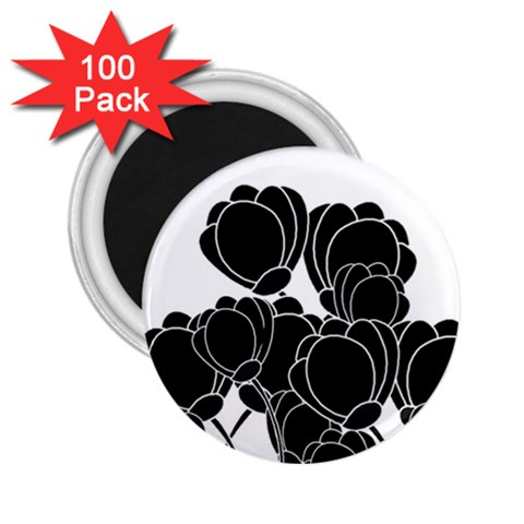 Black flowers 2.25  Magnets (100 pack)  from ArtsNow.com Front