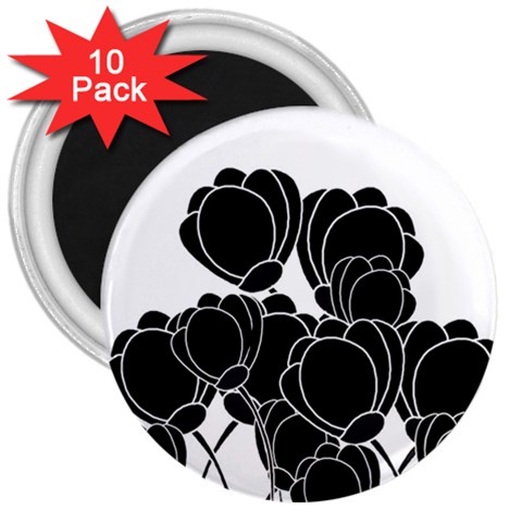 Black flowers 3  Magnets (10 pack)  from ArtsNow.com Front
