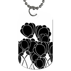 Black flowers Dog Tag (Two Sides) from ArtsNow.com Back