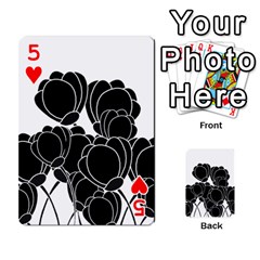 Black flowers Playing Cards 54 Designs  from ArtsNow.com Front - Heart5