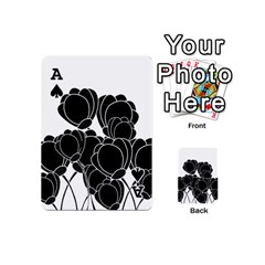 Ace Black flowers Playing Cards 54 (Mini)  from ArtsNow.com Front - SpadeA
