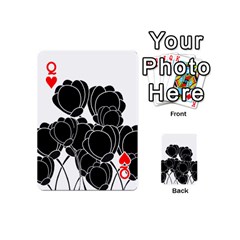 Queen Black flowers Playing Cards 54 (Mini)  from ArtsNow.com Front - HeartQ