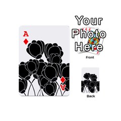 Ace Black flowers Playing Cards 54 (Mini)  from ArtsNow.com Front - DiamondA