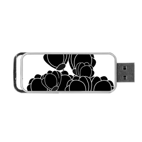 Black flowers Portable USB Flash (Two Sides) from ArtsNow.com Front