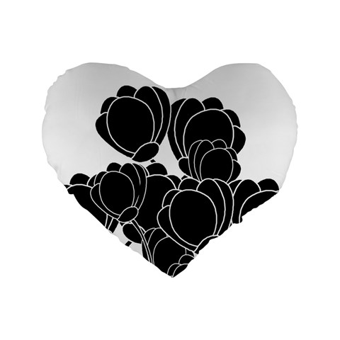 Black flowers Standard 16  Premium Heart Shape Cushions from ArtsNow.com Front