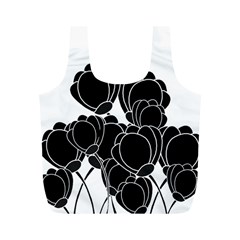 Black flowers Full Print Recycle Bags (M)  from ArtsNow.com Front