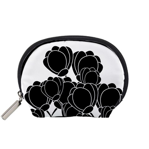 Black flowers Accessory Pouches (Small)  from ArtsNow.com Front