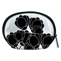 Black flowers Accessory Pouches (Medium)  from ArtsNow.com Back
