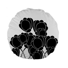 Black flowers Standard 15  Premium Flano Round Cushions from ArtsNow.com Back