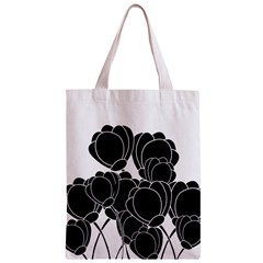 Black flowers Zipper Classic Tote Bag from ArtsNow.com Back