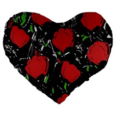 Red roses Large 19  Premium Flano Heart Shape Cushions from ArtsNow.com Front