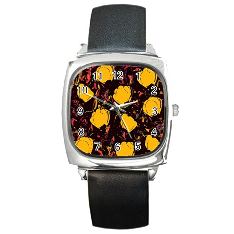 Yellow roses  Square Metal Watch from ArtsNow.com Front