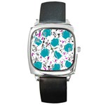 Cyan roses Square Metal Watch