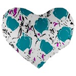 Cyan roses Large 19  Premium Heart Shape Cushions