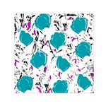 Cyan roses Small Satin Scarf (Square)