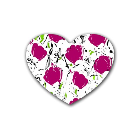 Magenta roses Rubber Coaster (Heart)  from ArtsNow.com Front