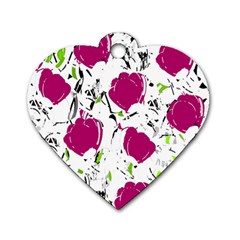 Magenta roses Dog Tag Heart (Two Sides) from ArtsNow.com Front