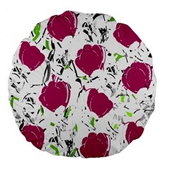 Magenta roses Large 18  Premium Flano Round Cushions from ArtsNow.com Front