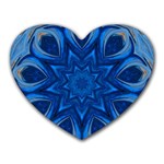 Blue Blossom Mandala Heart Mousepads
